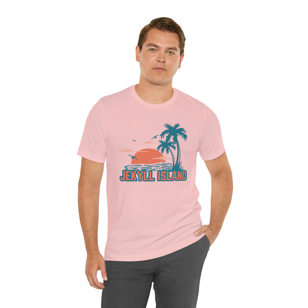 Jekyll Island, Georgia T-Shirt - Retro Palm Tree & Beach Unisex Jekyll Island Shirt
