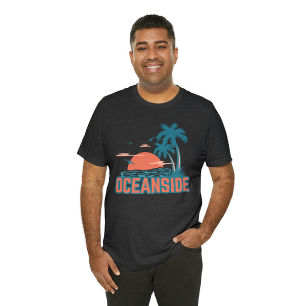 Oceanside, California T-Shirt - Retro Palm Tree & Beach Unisex Oceanside Shirt