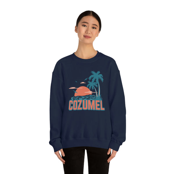 Cozumel, Mexico Sweatshirt - Unisex Retro Palm Tree Crewneck Cozumel Sweatshirt