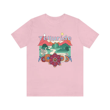 Buy pink Telluride T-Shirt - Retro Mountain / Hippie Style Telluride, Colorado Shirt