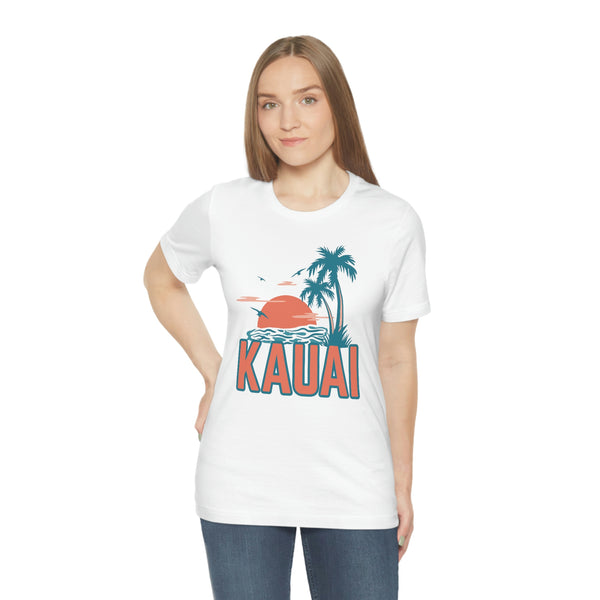 Kauai, Hawaii T-Shirt - Retro Palm Tree & Beach Unisex Kauai Shirt