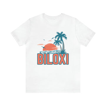 Buy white Biloxi, Mississippi T-Shirt - Retro Palm Tree &amp; Beach Unisex Biloxi Shirt