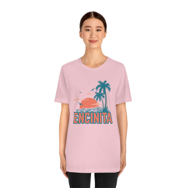 Encinitas, California T-Shirt - Retro Palm Tree & Beach Unisex Encinitas Shirt