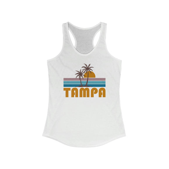 Tampa, Florida Women's Tank - Retro Palm Tree Women's Racerback Tampa Tank Top
