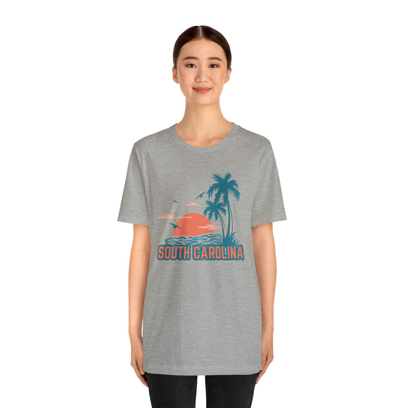 South Carolina T-Shirt - Retro Palm Tree & Beach Unisex South Carolina Shirt