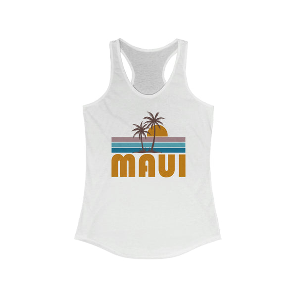 Maui, Hawaii Women's Tank - Retro Palm Tree Women's Racerback Maui Tank Top