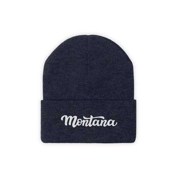 Montana Beanie - Adult Hand Lettered Embroidered Montana Knit Hat