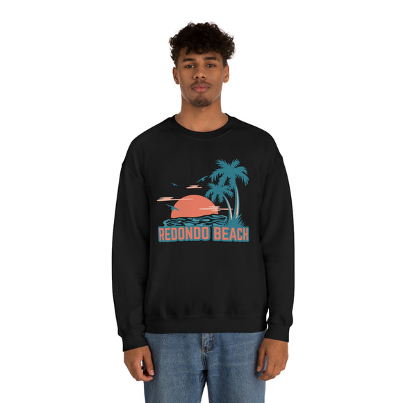 Redondo Beach, California Sweatshirt - Unisex Retro Palm Tree Crewneck Redondo Beach Sweatshirt