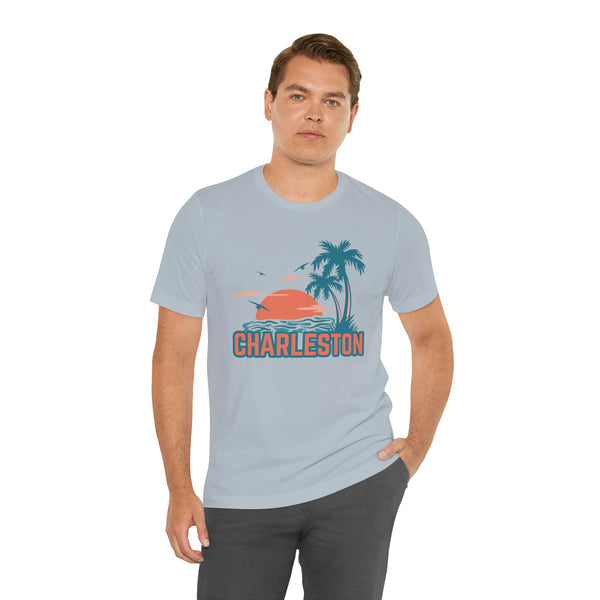 Charleston, South Carolina T-Shirt - Retro Palm Tree & Beach Unisex Charleston Shirt