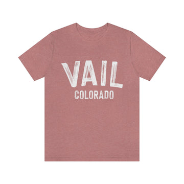 Buy heather-mauve Vail, Colorado Shirt - Paint Text Unisex Vail T-Shirt