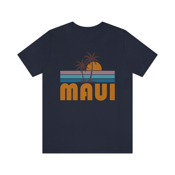 Buy navy Maui, Hawaii T-Shirt - Retro Palm Tree Unisex Maui Shirt
