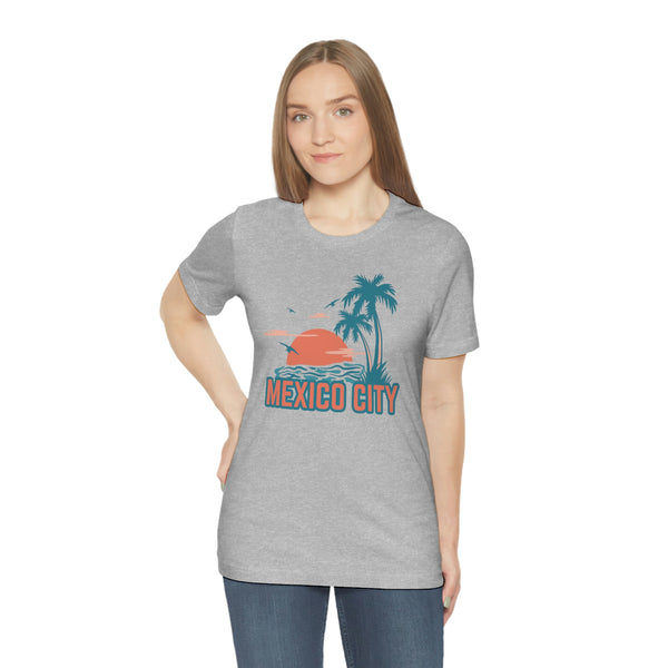 Mexico City, Mexico T-Shirt - Retro Palm Tree & Beach Unisex Mexico City Shirt