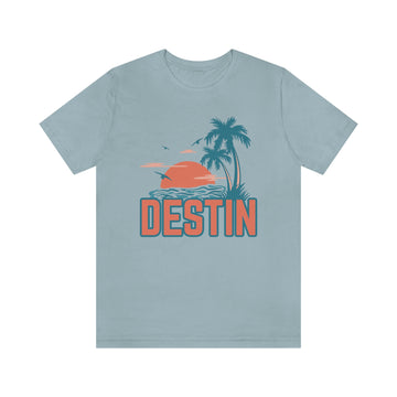 Buy light-blue Destin, Florida T-Shirt - Retro Palm Tree &amp; Beach Unisex Destin Shirt