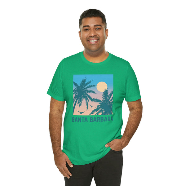 Santa Barbara, California T-Shirt - Retro Palm Tree & Beach Unisex Santa Barbara Shirt