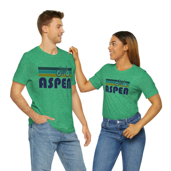 Aspen T-Shirt - Retro Mountain Bike Adult Unisex Aspen, Colorado T Shirt
