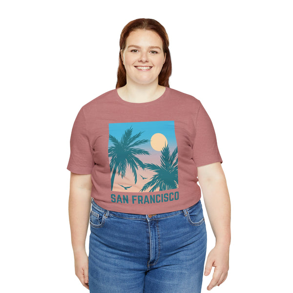 San Francisco, California T-Shirt - Retro Palm Tree & Beach Unisex San Francisco Shirt