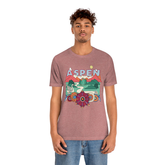 Aspen Shirt, Colorado Retro T-Shirt, Hippie Style Colorado tee, Aspen Mountain Shirt