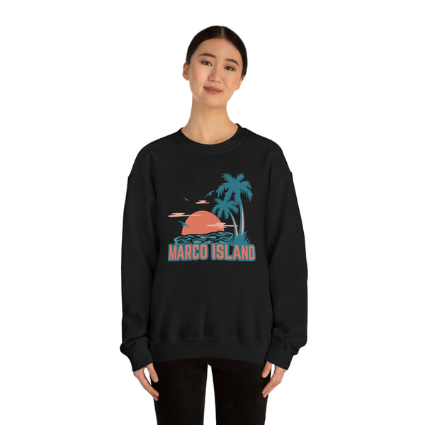 Marco Island, Florida Sweatshirt - Unisex Retro Palm Tree Crewneck Marco Island Sweatshirt