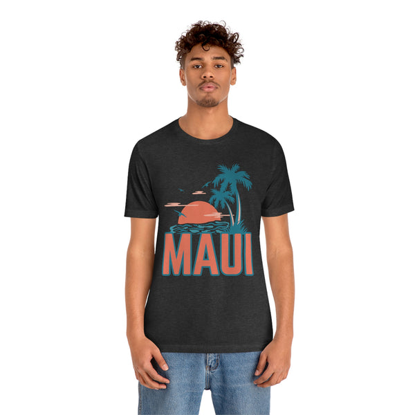 Maui, Hawaii T-Shirt - Retro Palm Tree & Beach Unisex Maui Shirt