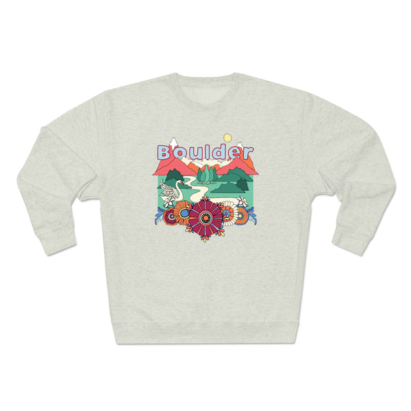 Premium Boulder, Colorado Crewneck Sweatshirt - Retro Unisex Sweatshirt