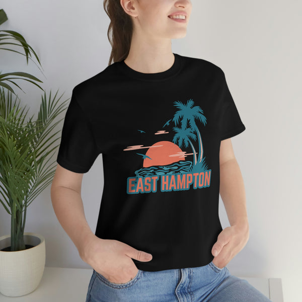 East Hampton, New York T-Shirt - Retro Palm Tree & Beach Unisex East Hampton Shirt