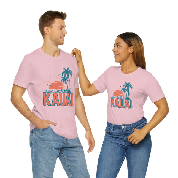 Kauai, Hawaii T-Shirt - Retro Palm Tree & Beach Unisex Kauai Shirt