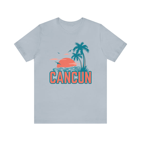 Cancun, Mexico T-Shirt - Retro Palm Tree & Beach Unisex Cancun Shirt
