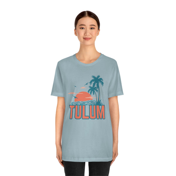 Tulum, Mexico T-Shirt - Retro Palm Tree & Beach Unisex Tulum Shirt