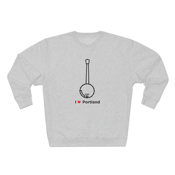Buy heather-grey Premium Portland, Oregon Crewneck Sweatshirt - Retro Unisex Sweatshirt