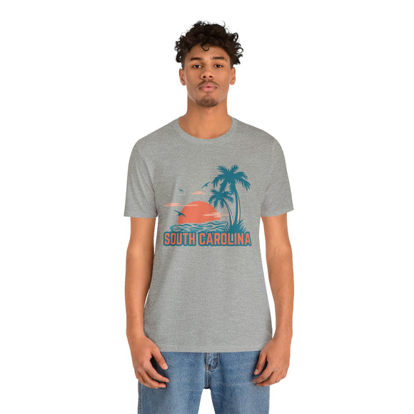 South Carolina T-Shirt - Retro Palm Tree & Beach Unisex South Carolina Shirt