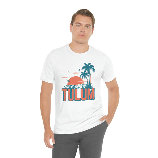 Tulum, Mexico T-Shirt - Retro Palm Tree & Beach Unisex Tulum Shirt