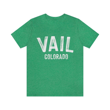 Buy heather-kelly Vail, Colorado Shirt - Paint Text Unisex Vail T-Shirt