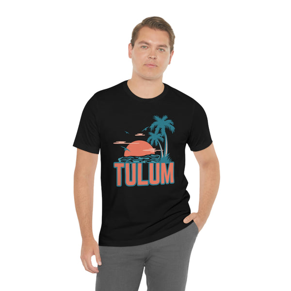 Tulum, Mexico T-Shirt - Retro Palm Tree & Beach Unisex Tulum Shirt