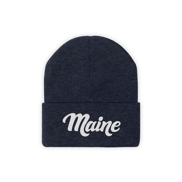 Buy true-navy Maine Beanie - Adult Hand Lettered Embroidered Maine Knit Hat