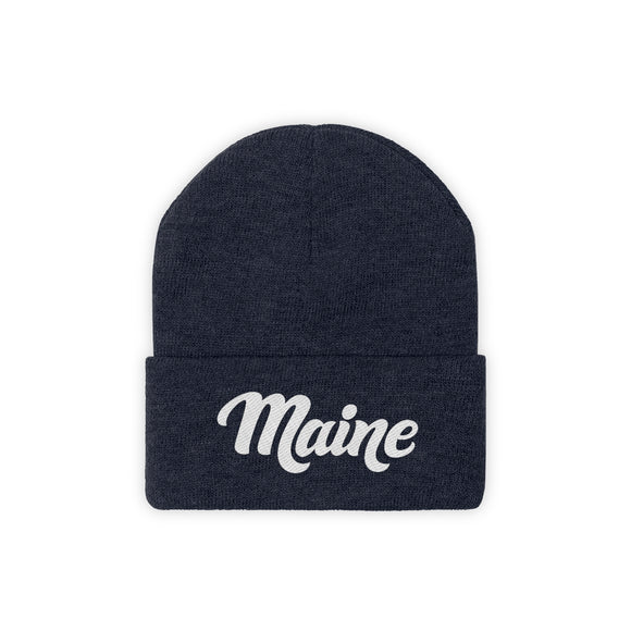 Maine Beanie - Adult Hand Lettered Embroidered Maine Knit Hat