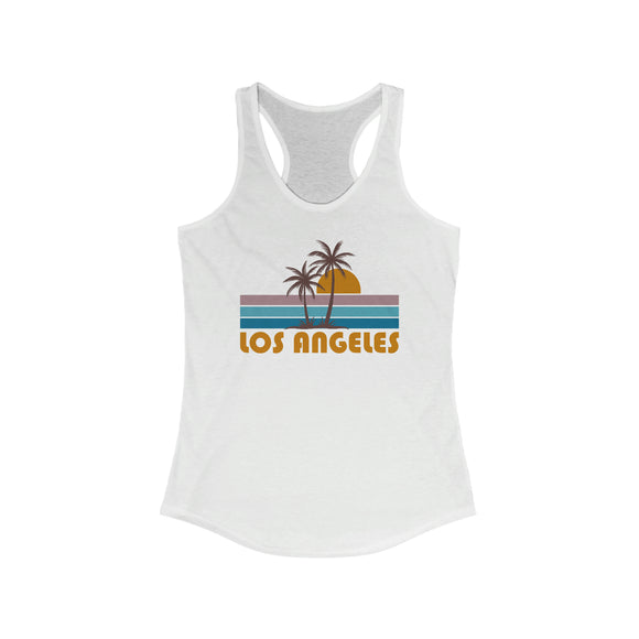 Los Angeles, California Women's Tank - Retro Palm Tree Women's Racerback Los Angeles Tank Top