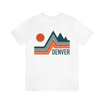 Buy white Denver, Colorado T-Shirt - Retro Mountain Unisex Denver Shirt - Minimal Peak
