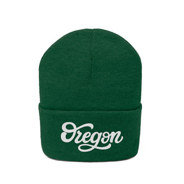 Oregon Beanie - Adult Hand Lettered Embroidered Oregon Knit Hat - 0