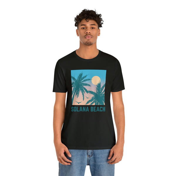 Solana Beach, California T-Shirt - Retro Palm Tree & Beach Unisex Solana Beach Shirt