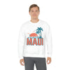 Maui, Hawaii Sweatshirt - Unisex Retro Palm Tree Crewneck Maui Sweatshirt
