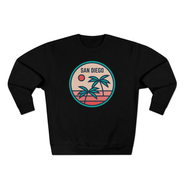 Buy black Premium San Diego, California Crewneck Sweatshirt - Retro Unisex Sweatshirt