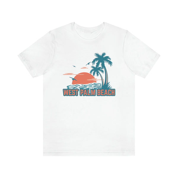 West Palm Beach, Florida T-Shirt - Retro Palm Tree & Beach Unisex West Palm Beach Shirt
