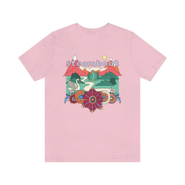 Buy pink Steamboat T-Shirt - Retro Mountain / Hippie Style Steamboat, Colorado Shirt