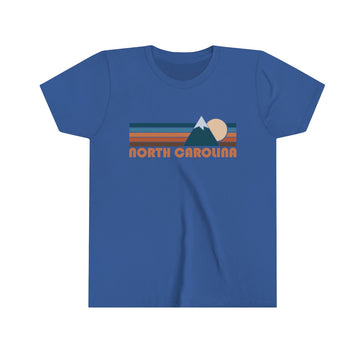 Buy true-royal North Carolina Youth T-Shirt - Retro Mountain North Carolina Kid's TShirt