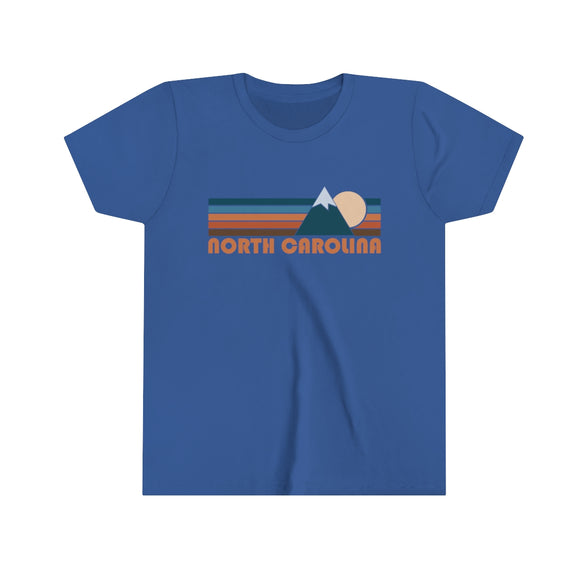 North Carolina Youth T-Shirt - Retro Mountain North Carolina Kid's TShirt