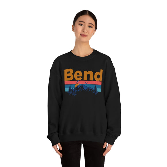 Bend, Oregon Crewneck Sweatshirt - Mountain & Birds Unisex