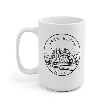 Washington Mug - State Design White Ceramic Washington Mug (11oz & 15oz)