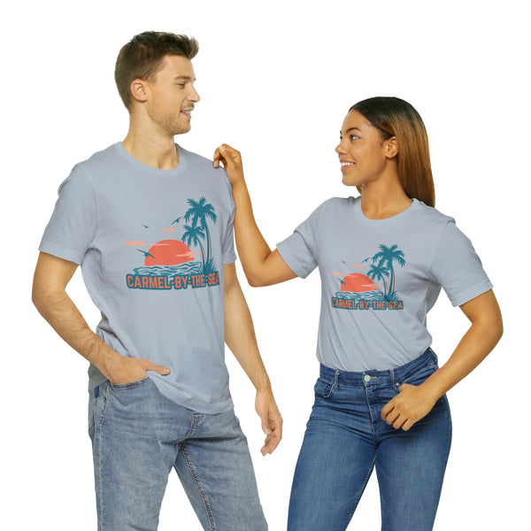 Carmel-by-the-Sea, California T-Shirt - Retro Palm Tree & Beach Unisex Carmel-by-the-Sea Shirt