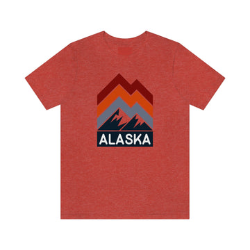 Buy heather-red Alaska T-Shirt - Retro Mountain Unisex Alaska Shirt - Chevron Peaks