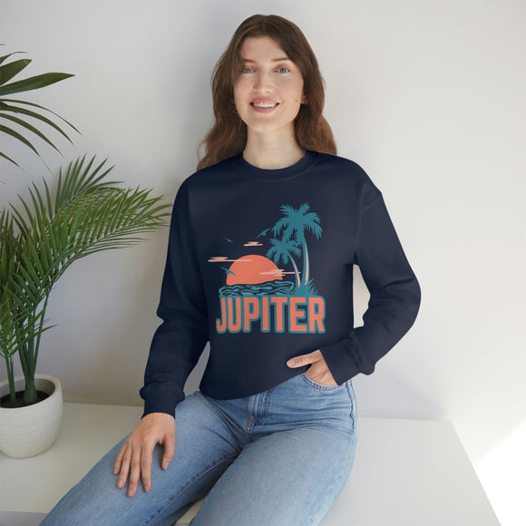 Jupiter, Florida Sweatshirt - Unisex Retro Palm Tree Crewneck Jupiter Sweatshirt